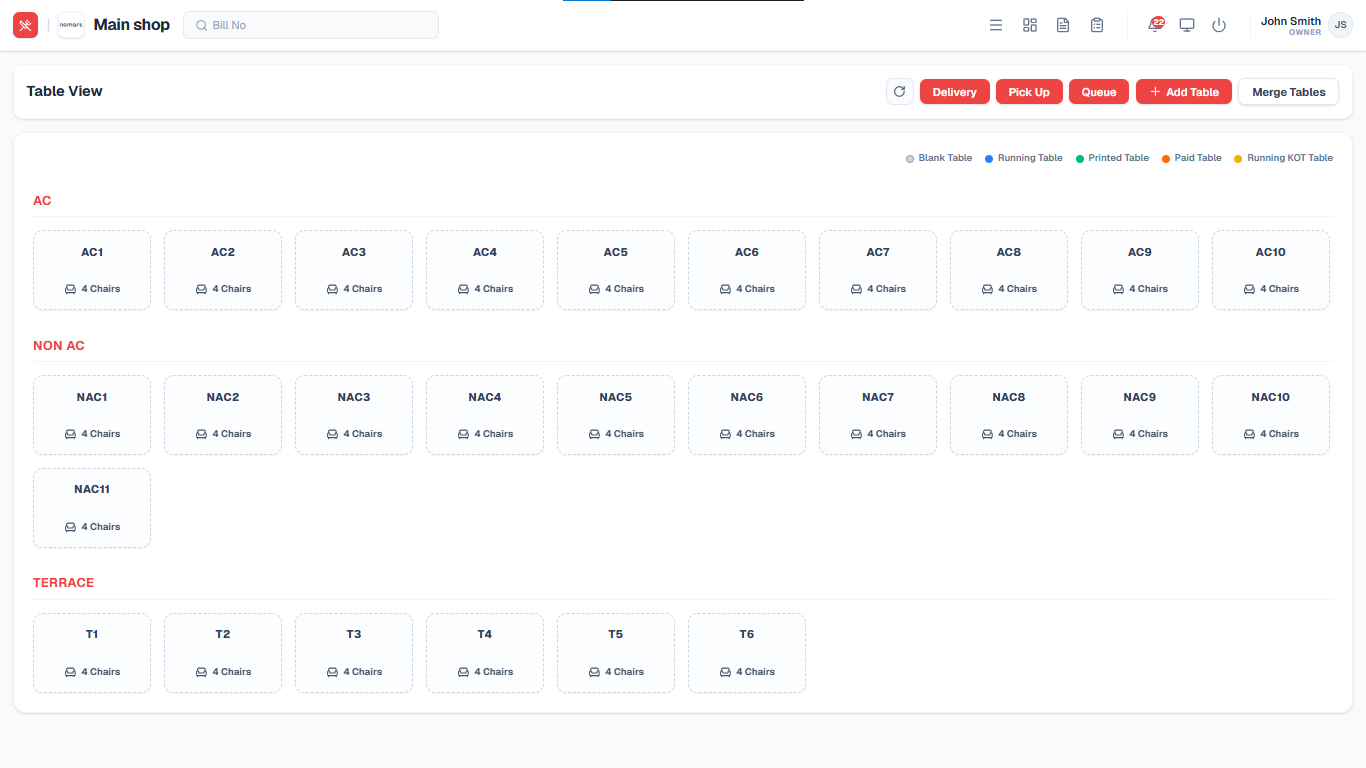 Restaurant POS Interface